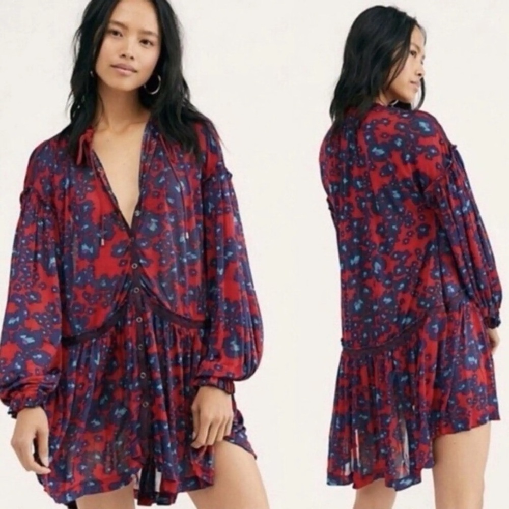 Free People Women's Love Letter Silky Drop Waist Tunic Top Size M NWOT
